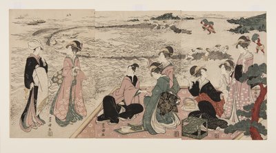 A Picnic on the Seashore (farget treblokktrykk) av Utagawa Toyokuni
