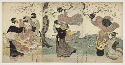 Blomster i vinden, ca. 1797-1800 av Utagawa Toyokuni