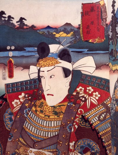 Portrett av Kabuki teaterskuespiller, ukiyo-e av Utagawa Toyokuni (1769-1825), tresnitt, japansk sivilisasjon, Edo-perioden (1603-1868) av Utagawa Toyokuni