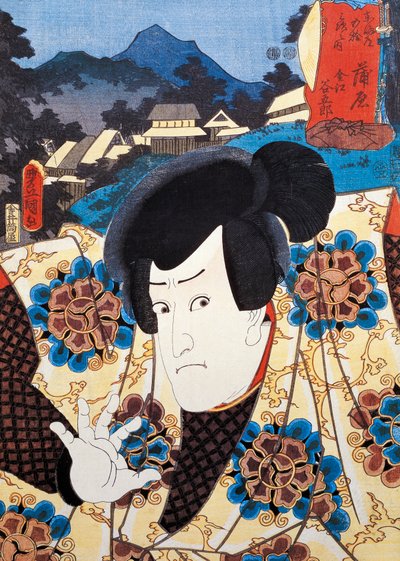 Portrett av Kabuki teaterskuespiller, ukiyo-e kunsttrykk av Utagawa Toyokuni (1769-1825), tresnitt, japansk sivilisasjon, Edo-perioden av Utagawa Toyokuni
