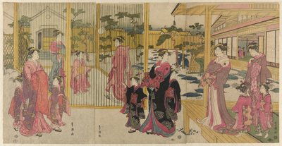 Kurtisaner fra Chojiya og deres ledsagere som spiller kemari av Utagawa Toyokuni I