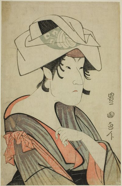 Nakayama Tomisaburo. Kledd som en kvinne med et håndkle på hodet av Utagawa Toyokuni I