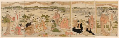 Foredrag på en veranda med utsikt over Sumida-elven av Utagawa Toyokuni I