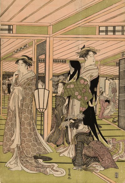 Salongen til et bordell i lystkvarteret av Utagawa Toyokuni I