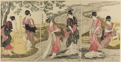 Vaskeklut i en bekk av Utagawa Toyokuni I