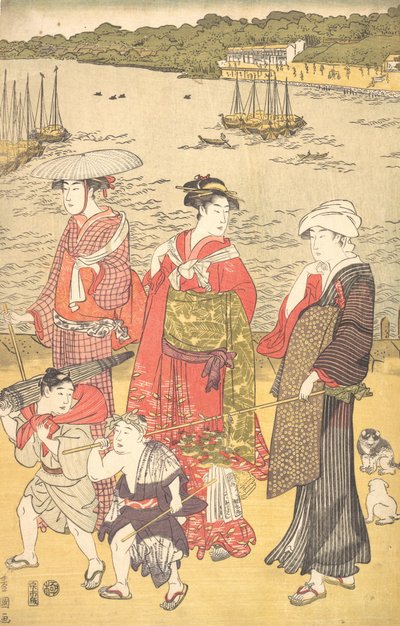 Kvinner på Takanawa Beach, ca. 1790-tallet. av Utagawa Toyokuni I