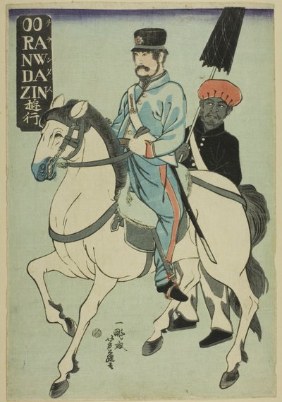 Dutchman Strolling (Orandajin yuko) av Utagawa Yoshifuji
