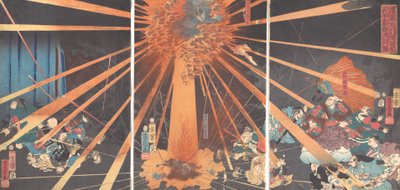 The Ghost of Akugenta tar hevn på Nanba ved Nunobiki-fossen, 1856, 2. måned. av Utagawa Yoshifusa