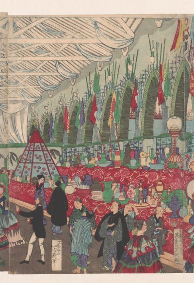 Et blomstrende engelsk handelshus i Yokohama av Utagawa Yoshiiku
