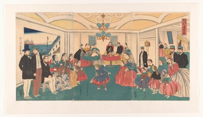Utlendinger har det gøy på en bankett Ikokujin shuen yuraku no zu (tittel på objekt) av Utagawa Yoshikazu