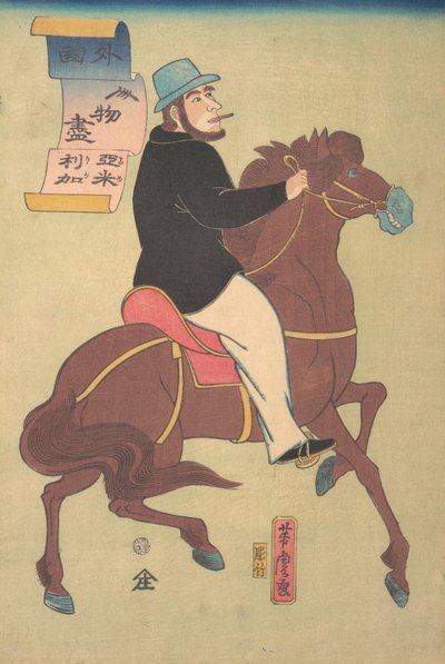 American Horseman, 1. måned, 1861. av Utagawa Yoshitora