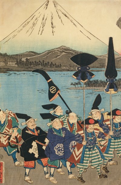 Daimyos følge før Fuji-fjellet av Utagawa Yoshitora