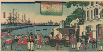 The Port of London, England (Igirisu Rondon no kaiko), fra serien "Collection of Scenic Places in Foreign Lands (Bankoku meisho zukushi no uchi)" av Utagawa Yoshitora