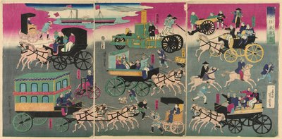 Tokyo Orai Car Zukushi av Utagawa Yoshitora