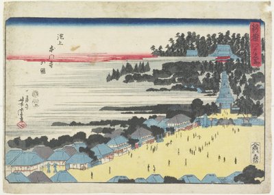 Utsikt over Hongan-ji-tempelet ved Ikegami av Utagawa Yoshitora