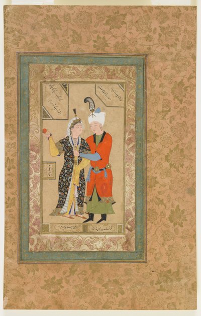 En prins og prinsesse omfavnelse, ca. 1550 av Uzbek School