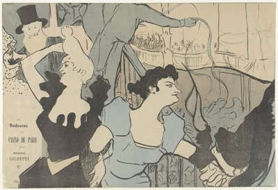 Plakat som annonserer maskeradeball på Paris Casino med portretter av Cha-u-kao og Yvette Guilbert Les Redoutes du Casino de Paris av V. Michel