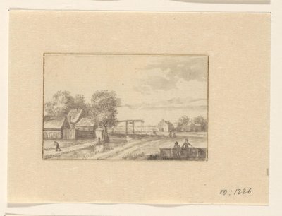 Landskap med hus og vindebro av Valentijn (possibly)