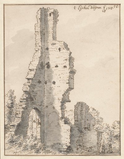 Ruinen av kirken Eik en Duinen nær Haag av Valentijn Klotz (attributed to)