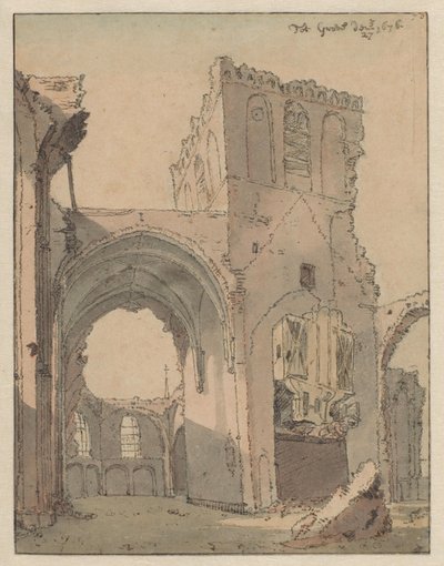 Ruinen av Grote Kerk ved Grave av Valentijn Klotz (attributed to)