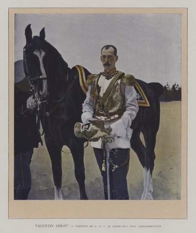 Portrett av storhertug Paul Alexandrovich av Russland (farge litho) av Valentin Aleksandrovich (after) Serov