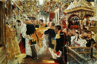 Kroningen av keiser (tsaren) Nicholas II av Russland i 1894 av Valentin Serov (19. januar av Valentin Aleksandrovich Serov