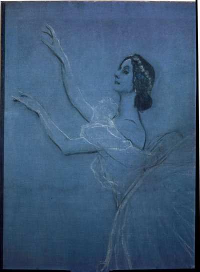 Ballerinaen Anna Pavlova (1882-1931) i balletten ""Sylphides"" av Frederic Chopin (1810-1849) (detalj). Verk av Valentin Alexandrovich Serov (1865-1911), tempera og kritt på lerret av Valentin Aleksandrovich Serov