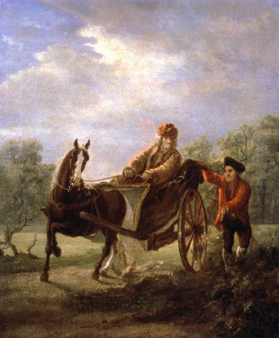 Voltaire i en vogn, ca. 1770-1775 (maleri) av Valentin Aleksandrovich Serov