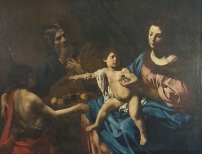 Hellig familie med den unge døperen Johannes av Valentin de Boulogne