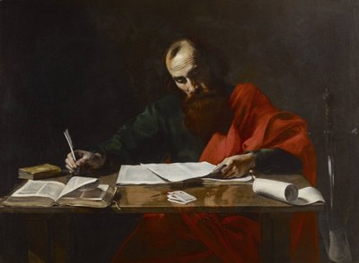 Saint Paul skriver sine brev av Valentin de Boulogne
