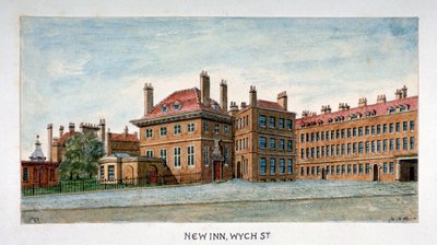 Utsikt over New Inn på Wych Street, Westminster, London, c1800 av Valentine Davis
