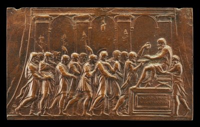 Kristus brakt frem for Pontius Pilatus. av Valerio Belli