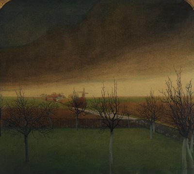 Før våren (akvarell på papir) av Valerius de Saedeleer