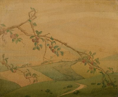 Landskap med epletre (olje på lerret) av Valerius de Saedeleer