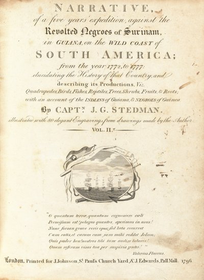 Fortelling, om en fem års ekspedisjon, mot de opprørte negrene i Surinam, i Guyana, på den ville kysten av Sør-Amerika (bind II) av Various Artists, including William Blake, after John Gabriel Stedman