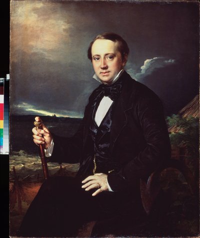 Portrett av Alexandre Sapozhnikov (Portrett av Alexander Sapozhnikov) - Painture de Vasili Andrievich Tropinin (Vasily Tropinine) (1776-1857), huile sur toile av Vasili Andreevich Tropinin