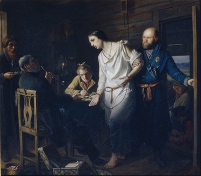 Commissary of Rural Police Investigating, 1857 av Vasili Grigorevich Perov
