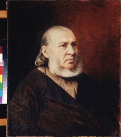 Portrett av forfatteren Sergei Timofeievitsj Aksakov (1791-1859). Maleri av Vasili (Vasili) Grigorievich Perov (1834-1882), olje på lerret. russisk kunst av Vasili Grigorevich Perov