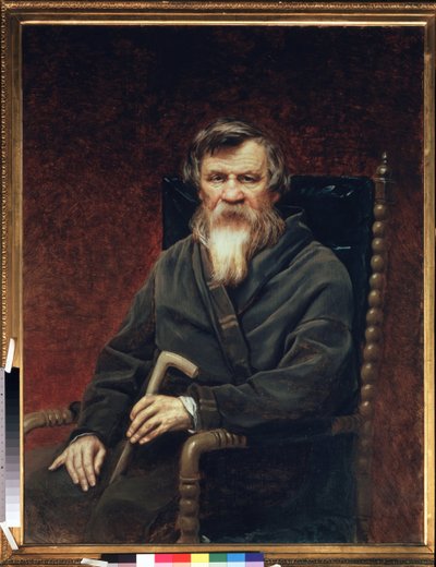 Portrett av historikeren og journalisten Mikhail (Michel) Pogodin (1800-1875). Maleri av Vasili (Vasili) Grigoryevich Perov (1834-1882), olje på lerret av Vasili Grigorevich Perov