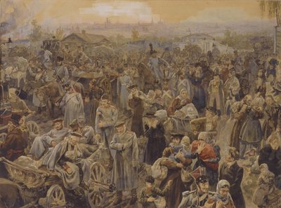 Tilbaketrekkingen av russiske tropper fra Moskva i 1812, 1907 av Vasili Petrovich Lebedev