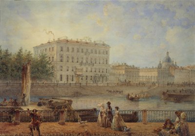 Saint Petersburg. Utsikt over Fontanka-elven og Derzhavin-huset, 1861 av Vasili Semenovich Sadovnikov
