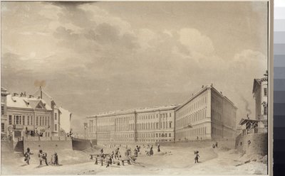 St. Petersburg. Generalstabsbygningen på Moika-elven, av Sadovnikov, Vasily Semyonovich (1800-1879). Akvarell på papir, før 1833. State Museum of the History of Saint Petersburg av Vasili Semenovich Sadovnikov