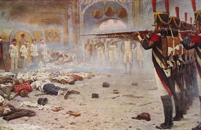 Eksponeringspelotong henretter fanger (fargelitografi) av Vasili Vasilievich Vereshchagin