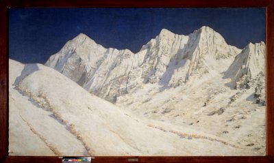 India, Snow on the Himalaya (India, Snow on the Himalayas) - Maleri av Vasili Vasilyevich Vereshchagin (Vassili Vereshchagin) (1842-1904), olje på lerret av Vasili Vasilievich Vereshchagin