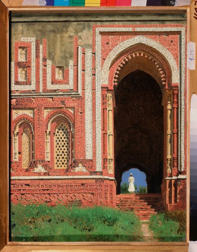 Qutb Minar, En omkringliggende gate i gamle Delhi (India) (Qutub Minar, A omkringliggende gate i gamle Delhi) - Maleri av Vasili Vasilyevich Vereshchagin (Vassili Vereshchagin) (1842-1904) av Vasili Vasilievich Vereshchagin
