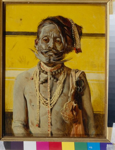En fakir (A fakir) - Maleri av Vasili Vasilyevich Vereshchagin (Vassily Vereshchagin) (1842-1904), olje på tre (24,2x18,8 cm) av Vasili Vasilievich Vereshchagin