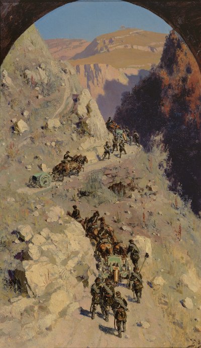 Artilleri i de kaukasiske fjellene, 1883 av Vasilij Dmitrievich Polenov
