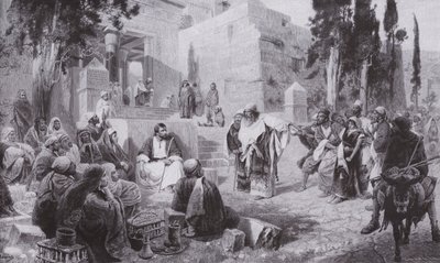 Jesus og kvinnen tatt i utroskap (litho) av Vasilij Dmitrievich Polenov