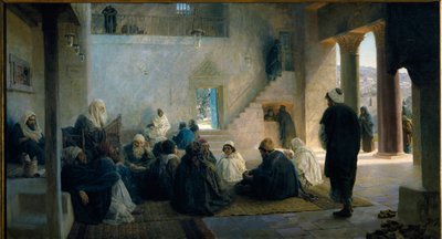 Kristus blant lovens doktorer. Maleri av Vasili Dmitrievich Polenov (1844-1927), olje på lerret av Vasilij Dmitrievich Polenov