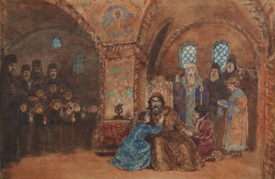 Scenografi for operaen Boris Godunov av M. Musorgsky av Vasilij Dmitrievich Polenov